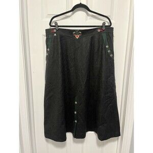 Vintage Julius Lang Skirt Black Midi Long Wool Blend
